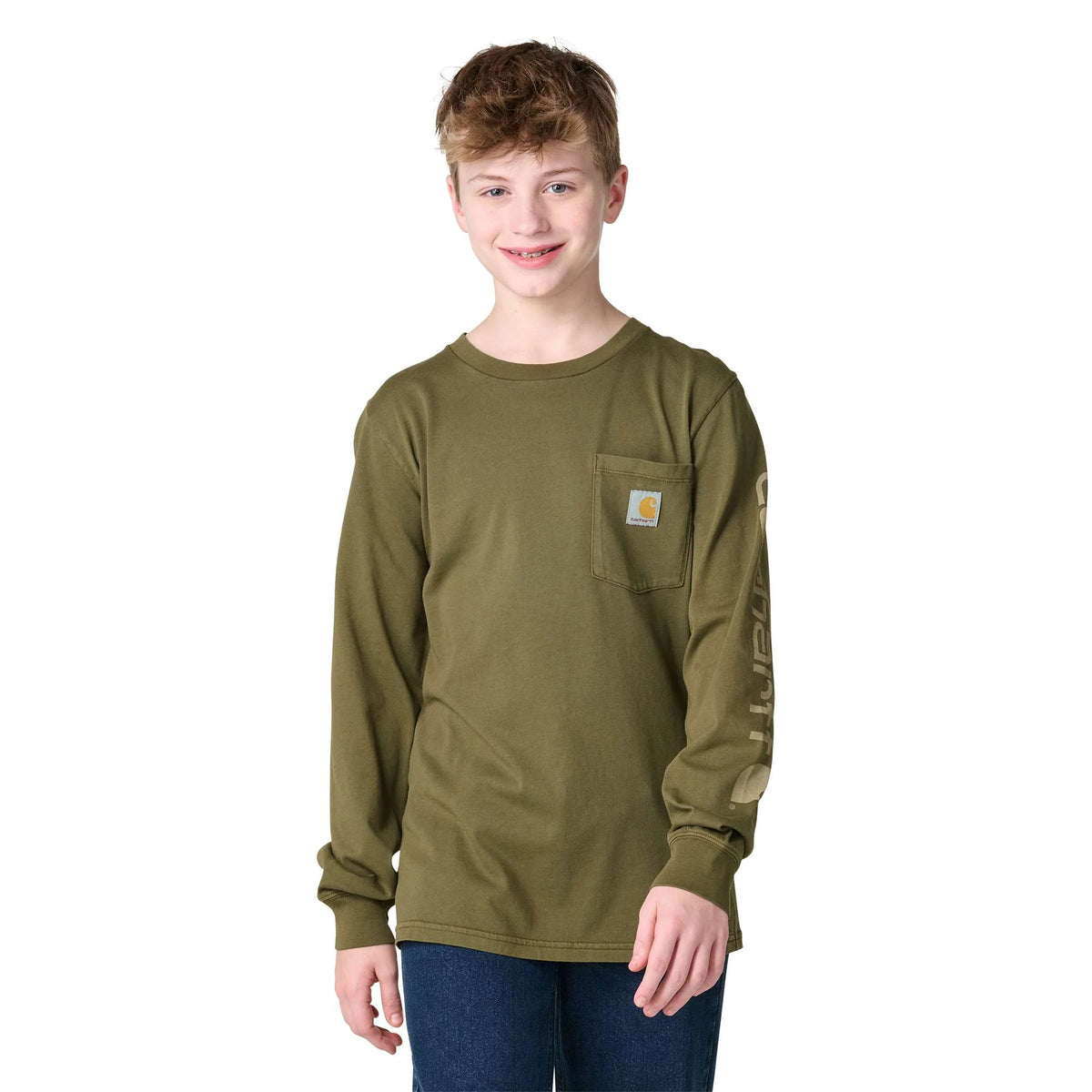 Boys' Long Sleeve Garment Dye Pocket T-Shirt (Toddler/Child/Youth)