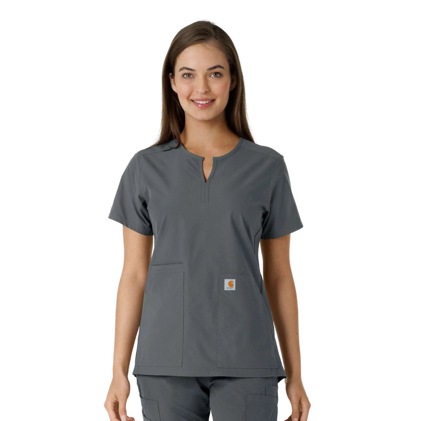 Women's Force Essentials Notch Neck Tunic Knit Panel Scrub Top