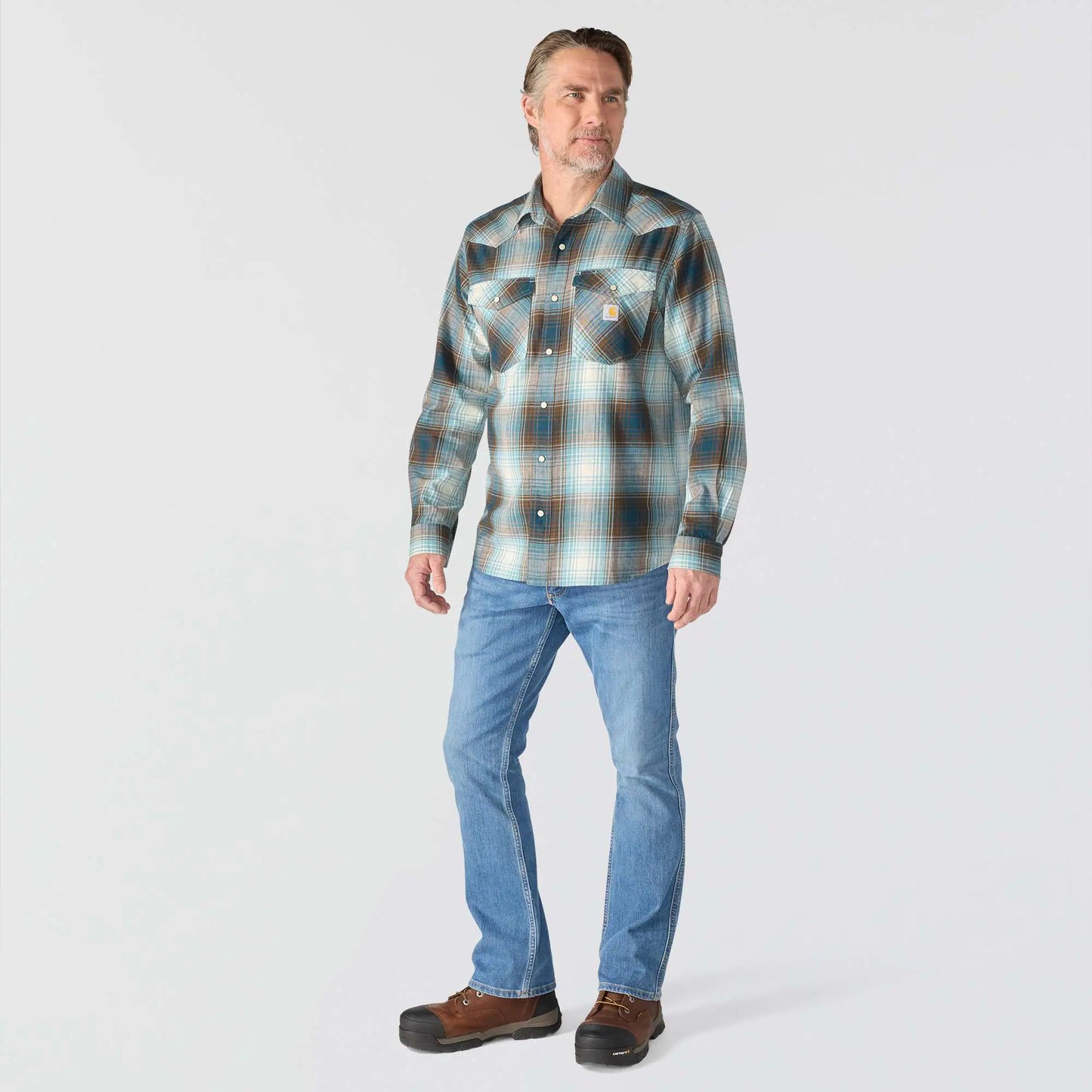 Montana Rugged Flex™ Relaxed Fit Lightweight Long-Sleeve Snap-Front Plaid Shirt