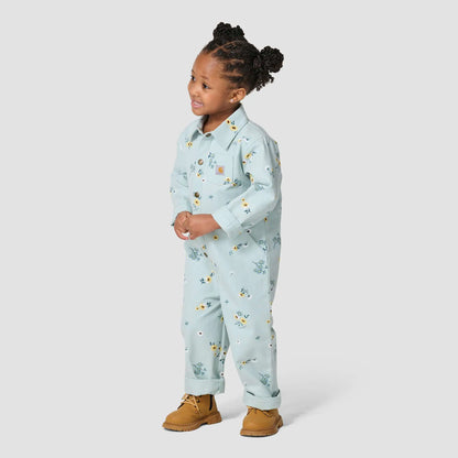 Girls' Long Sleeve Snap-Front Printed Canvas Coverall (Baby/Toddler)